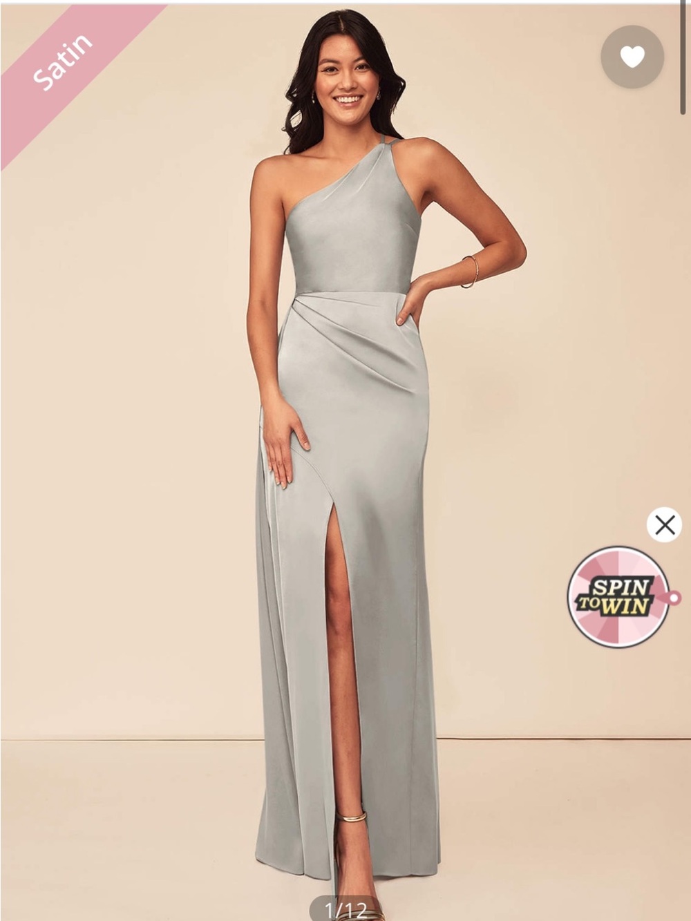 Azazie Maxi One-Shoulder Dress in Gray